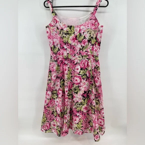 Talbots Floral Womens Midi Spring Imported Lined Zip Colorful *Flaw Dress 8 - Picture 4 of 11